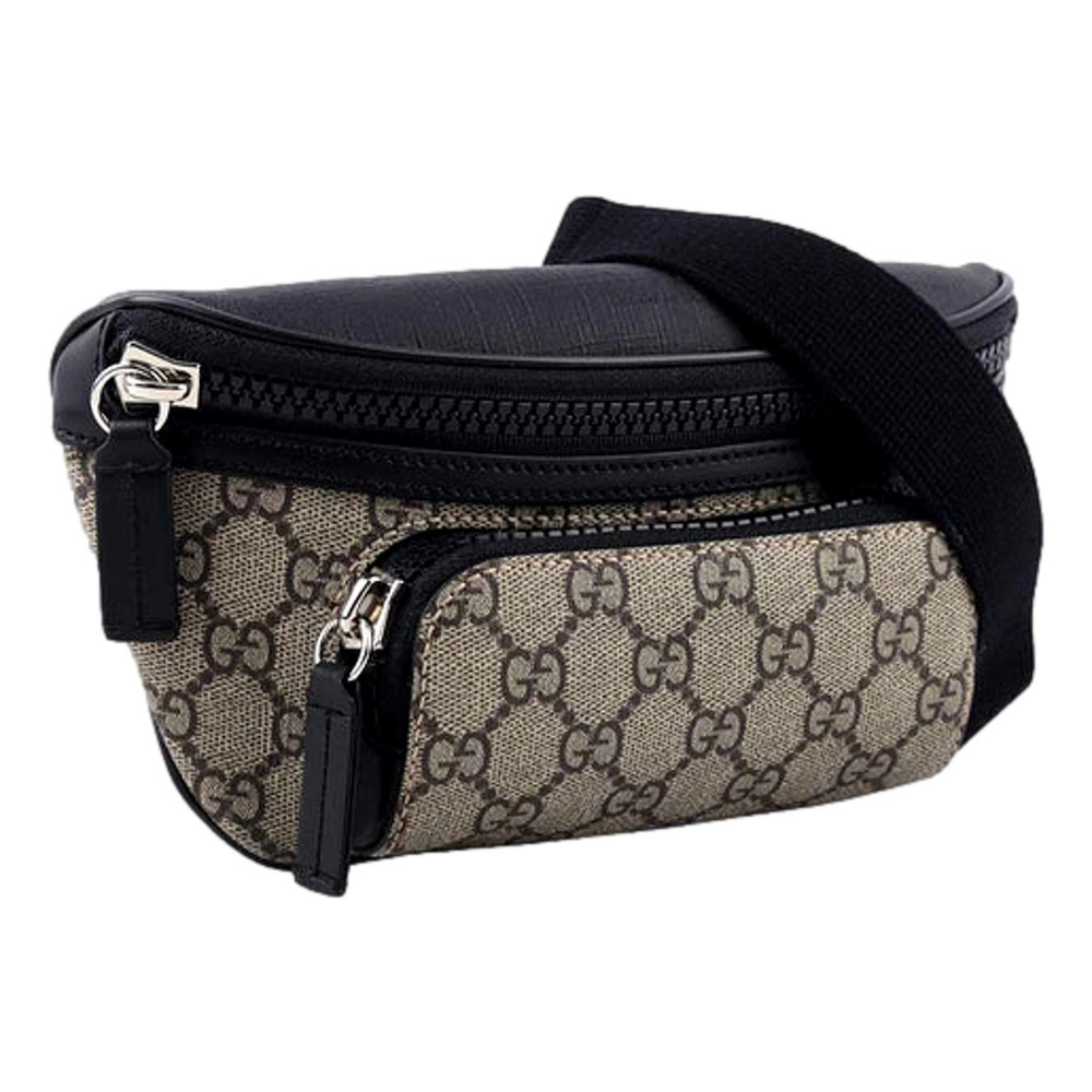 Gucci GG Supreme Canvas Belt Beige Black Unisex Waist